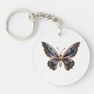 Black Onyx Butterfly Acrylic Keychain