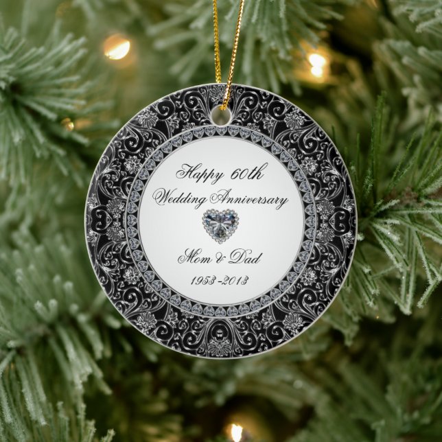 Black Onyx Diamond Wedding Anniversary Ceramic Ornament (Tree)