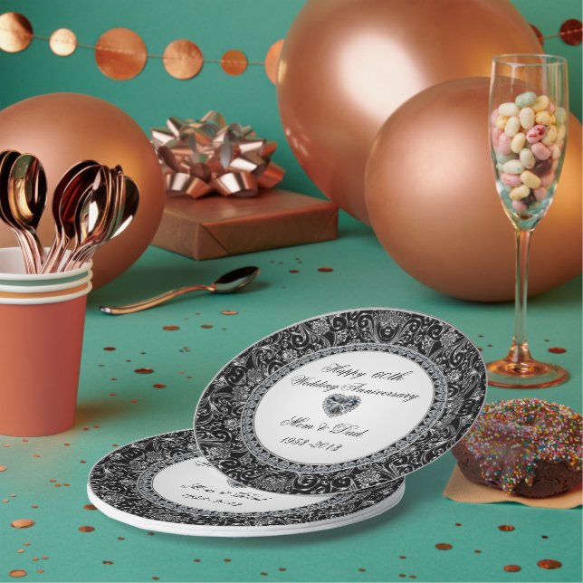 Black Onyx Diamond Wedding Anniversary Paper Plate (Multi)
