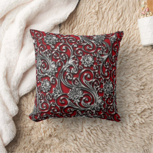 Black Onyx Paisley Throw Pillow