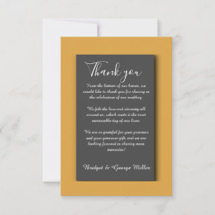 black onyx simple orange Vintage Elegance Thank You Card
