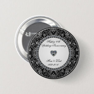 Black Onyx Style Diamond Wedding Anniversary 2 Inch Round Button