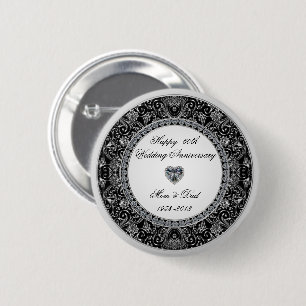 Black Onyx Style Diamond Wedding Anniversary 2 Inch Round Button
