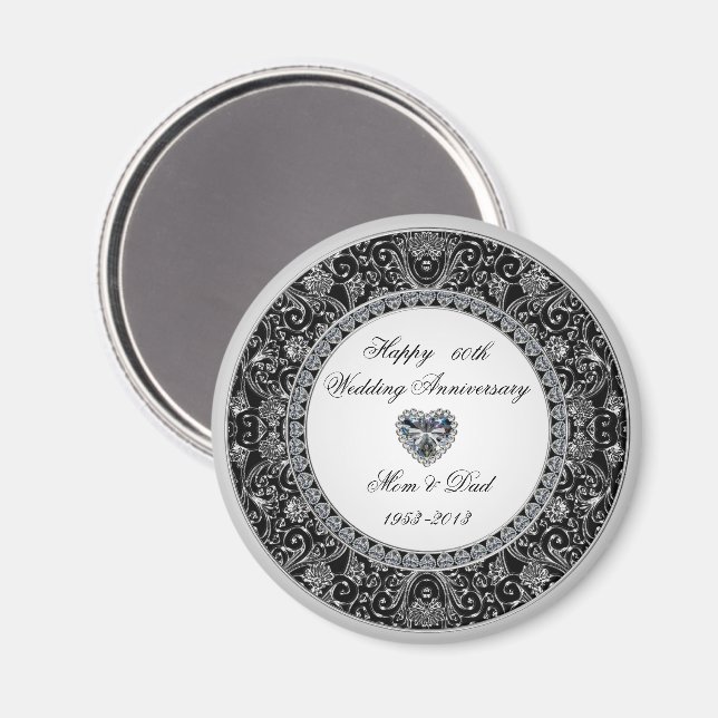 Black Onyx Style Diamond Wedding Anniversary Magnet (Front/Back)