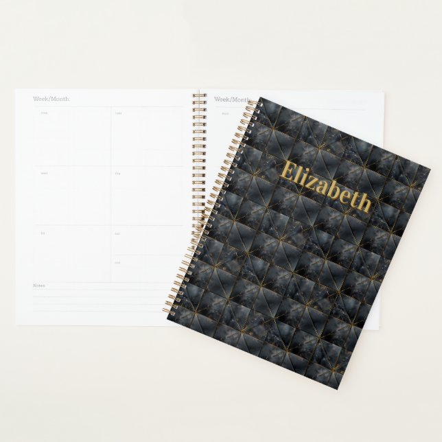 Black Onyx Tiled Pattern Name Monogram Planner (Display)