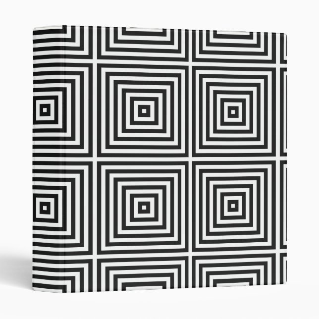 Black Op Art Concentric Squares Binder (Front/Spine)