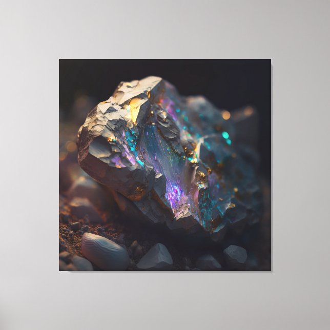 Black Opal Ore Macro Canvas Print (Front)