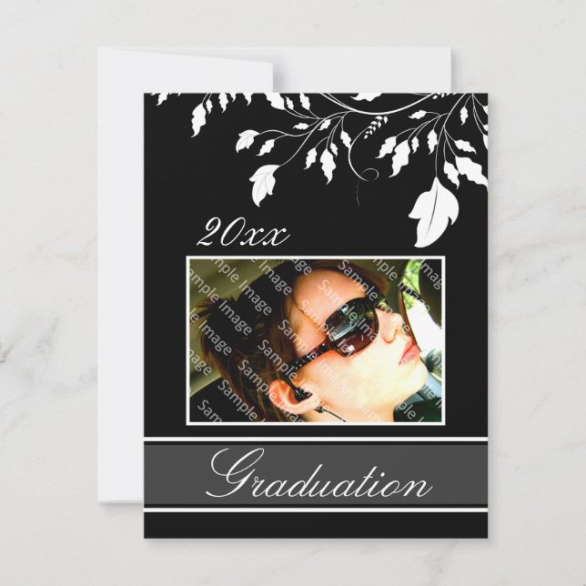 Black Open House Party Graduation Invitations (Front)