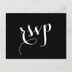 Black or ANY COLOR Cursive RSVP Wedding Response Invitation Postcard