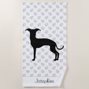 Black (Or Any Other Colour) Iggy Silhouette & Name Beach Towel