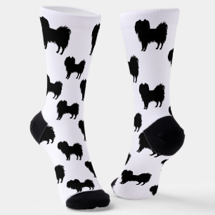 Black (Or Other Colour) Phalène Cute Dogs Pattern Socks
