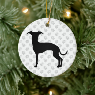 Black (Or Your Colour) Italian Greyhound Silhouett Ceramic Ornament