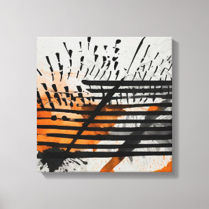 Black Orange Abstract Watercolor wall art