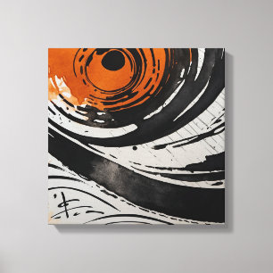 Black Orange Abstract Watercolor wall art