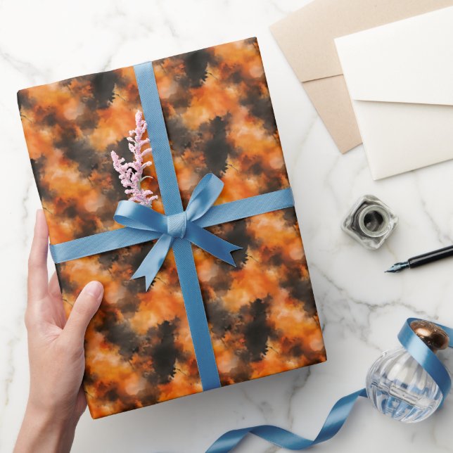 Black & Orange Abstract  Wrapping Paper (Gifting)