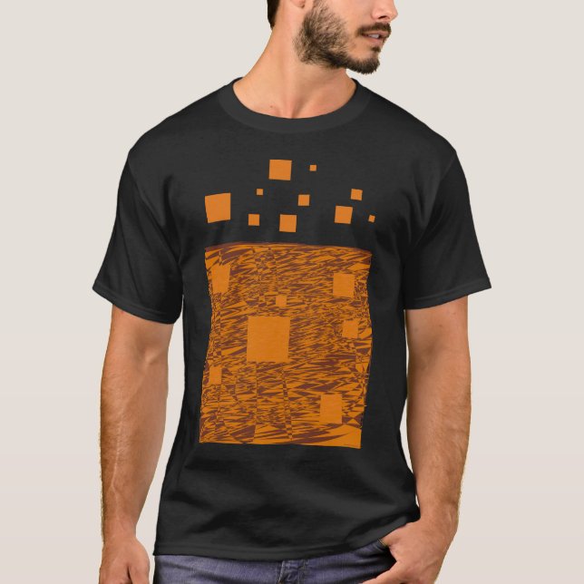 Black Orange Alert Brown Halloween Float Squares T-Shirt (Front)