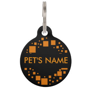 Black orange alert dog tag cat tag Halloween colou