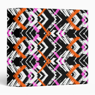 Black, Orange, And Pink Hand Drawn Arrow Pattern Binder