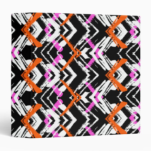 Black, Orange, And Pink Hand Drawn Arrow Pattern Binder (Front/Spine)