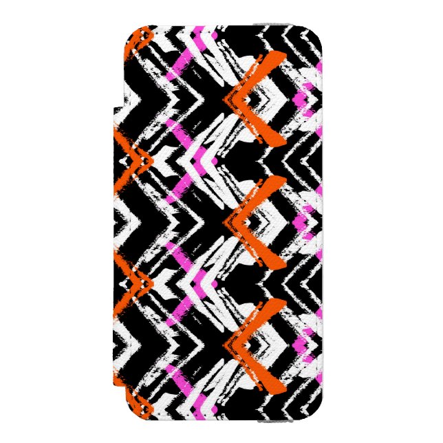 Black, Orange, And Pink Hand Drawn Arrow Pattern Incipio iPhone Wallet Case (Folio Front)