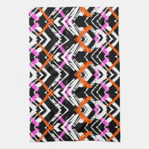 Black, Orange, And Pink Hand Drawn Arrow Pattern Kitchen Towel