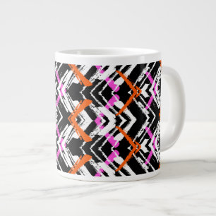 Black, Orange, And Pink Hand Drawn Arrow Pattern Large Coffee Mug