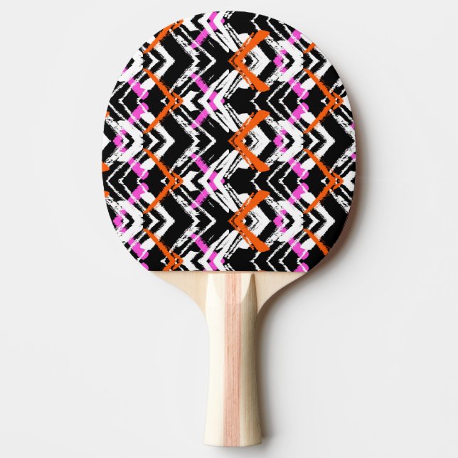 Black, Orange, And Pink Hand Drawn Arrow Pattern Ping Pong Paddle (Front)