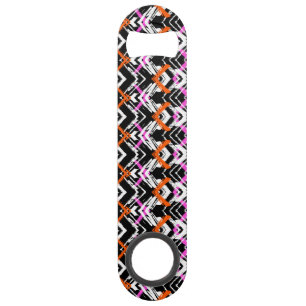 Black, Orange, And Pink Hand Drawn Arrow Pattern Speed Bottle Opener