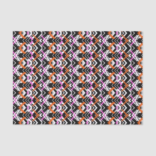 Black, Orange, And Pink Hand Drawn Arrow Pattern Tissue Paper (Front)