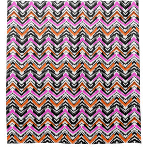 Black, Orange, And Pink Hand Drawn Chevron Pattern