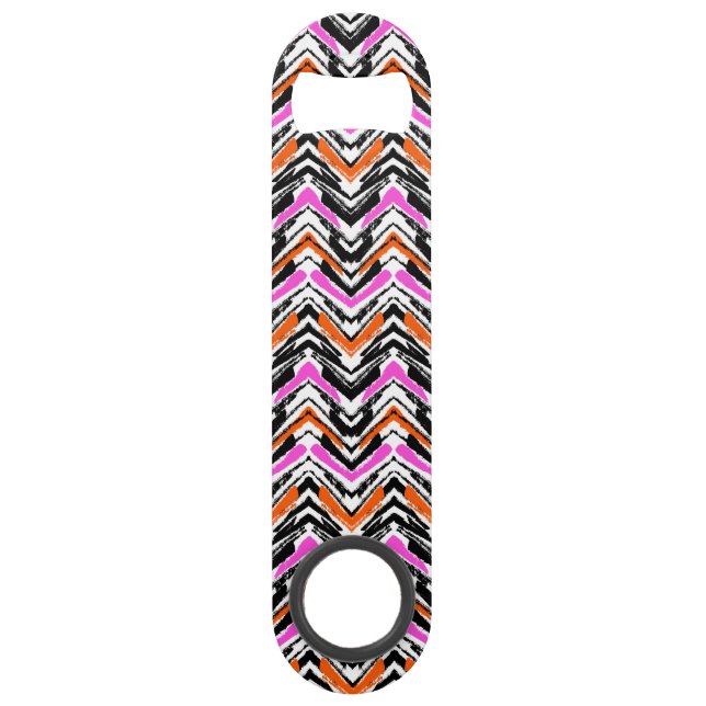 Black, Orange, And Pink Hand Drawn Chevron Pattern Bar Key (Front)