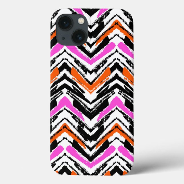 Black, Orange, And Pink Hand Drawn Chevron Pattern Case-Mate iPhone Case (Back)