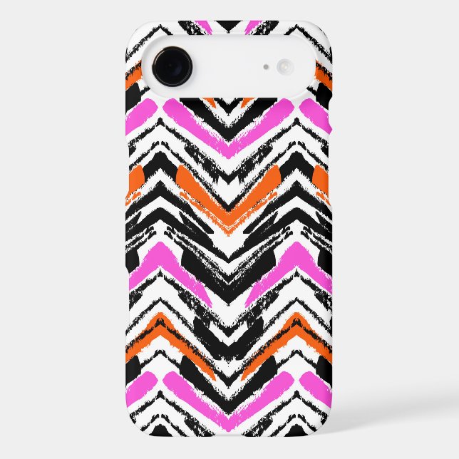 Black, Orange, And Pink Hand Drawn Chevron Pattern Case-Mate iPhone Case (Back)