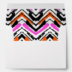 Black, Orange, And Pink Hand Drawn Chevron Pattern Envelopes