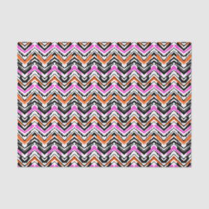 Black, Orange, And Pink Hand Drawn Chevron Pattern Tissue Paper