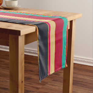 Black Orange And Red Stripes Short Table Runner