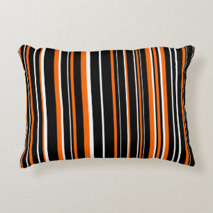 Black, Orange, and White Barcode Stripe Decorative Pillow