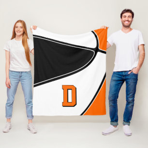 black orange basketball team colors boys girls fleece blanket