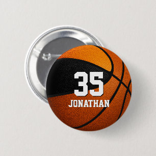 black orange basketball team colours w player name 2 inch round button