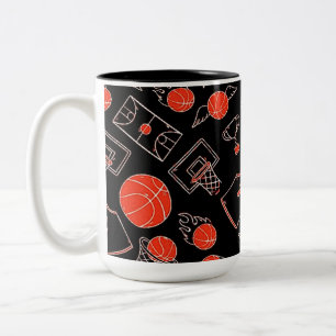 Black & Orange Basketball Theme Two-Tone Coffee Mug