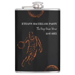 Black Orange Basketball themed party weekend Hip Flask