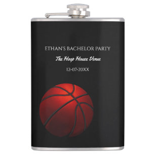 Black Orange Basketball themed party weekend Hip Flask
