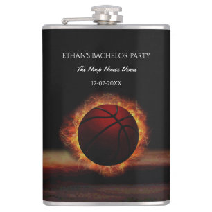Black Orange Basketball themed party weekend Hip Flask