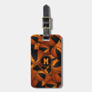 Black orange basketballs pattern team colours luggage tag