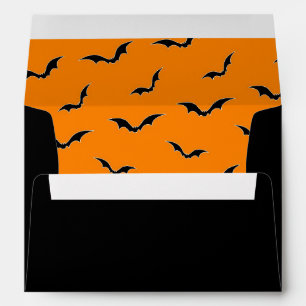 Black & Orange Bats Flying Halloween Envelopes