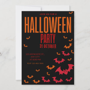 Black Orange Bats October 31 Halloween Invite 2026