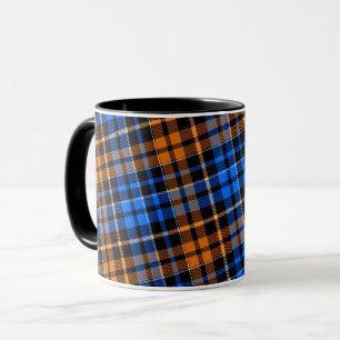 Black Orange Blue Plaid Tartan Design  Mug