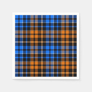 Black Orange Blue Plaid Tartan Design  Napkin