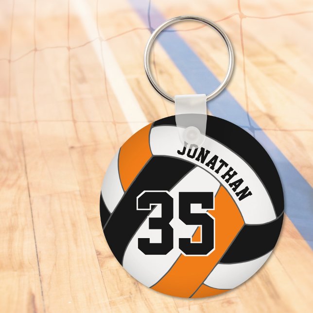 black orange boys custom jersey number volleyball keychain (Creator Uploaded)