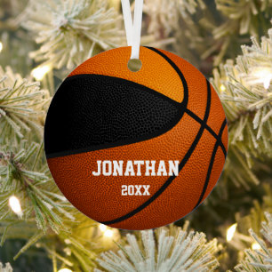 black orange boys girls keepsake basketball metal ornament